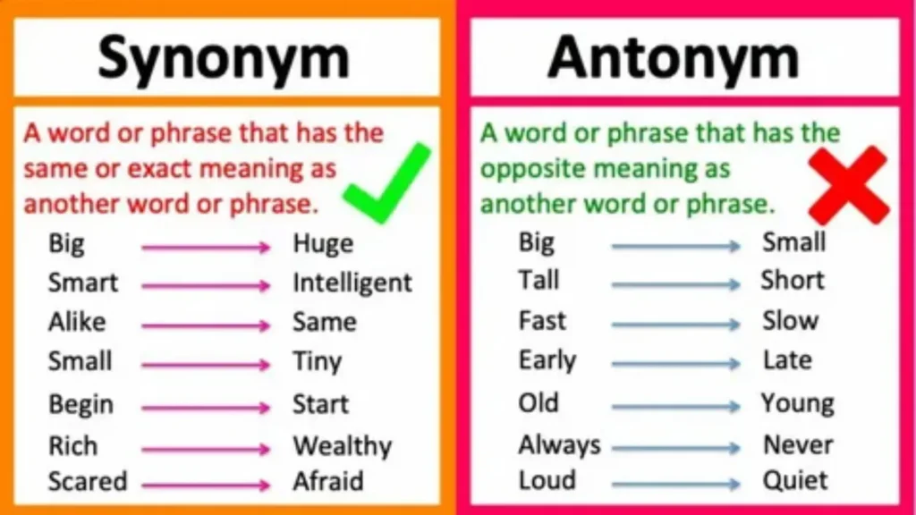 opposite of synonyms and antonyms